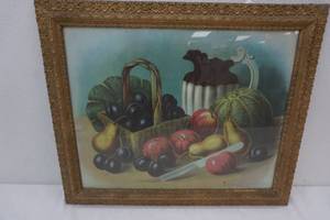 Vintage Picture of Fruit in a Vintage Wooden Frame
