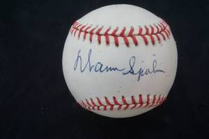 Signed Baseball Warren Spahn