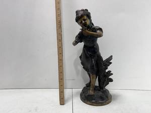 lot 183 image: AUGUSTE MOREAU ANGTIQUE BRONZE STATUE, SIGNED