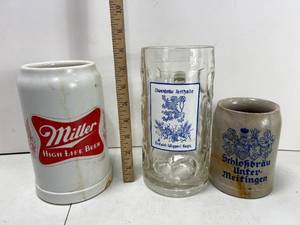lot 186 image: VINTAGE MUGS, GERMAN AND MILLER HIGH LIFE