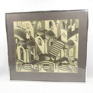 lot 39 image: M. C. Escher Concave and Convex 1955 Lithograph FramedMatted