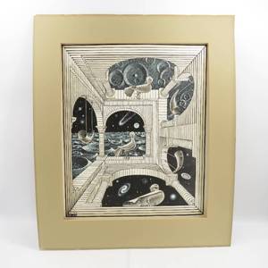 lot 40 image: M. C. Escher 1947 Litho Art Print Other World