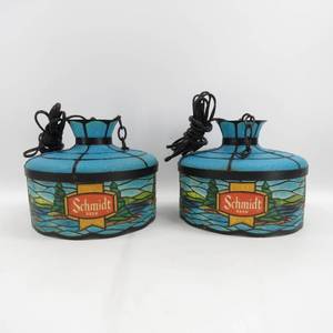 lot 44 image: Grouping of 2 Vintage Schmidt Beer Blue Pool Lights 8 WORKS
