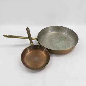 lot 81 image: Grouping of 2 Vintage Copper Pans Tagus & Other Made in Portugal