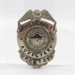 lot 88 image: Vintage State of Minnesota Faribault Metal Auxiliary Police Badge
