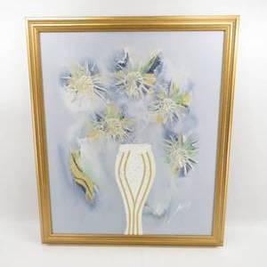lot 97 image: Framed Signed Oil Painting Flower in Vase