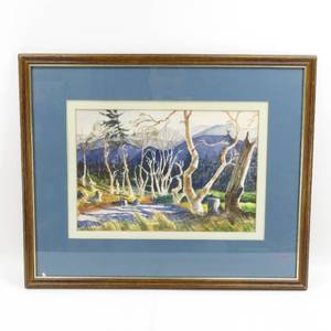 lot 103 image: Framed Minnesota Ukranian Artist Watercolor Landscape Painting