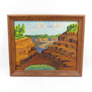 lot 92 image: Vintage Framed Unsigned Oil Painting Landscape