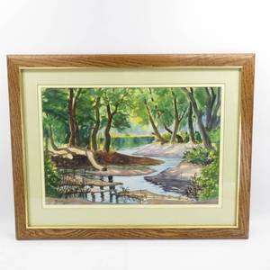 lot 102 image: Framed Signed Minnesota Ukranian Artist Watercolor Water Landscape Painting