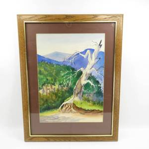 lot 100 image: Framed Signed Minnesota Ukrainian Artist Watercolor Landscape Painting