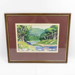 lot 99 image: Framed Minnesota Ukrainian Artist Watercolor Painting Water Landscape