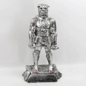lot 115 image: Really Cool West Art 1992 Deadlifting Bull Dog 20 Tall Ceramic Statue