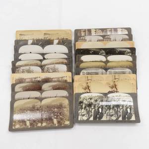 lot 110 image: Grouping of 20 Antique Stereoview Cards Variety