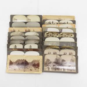 lot 109 image: Grouping of 20 Antique Stereoview Cards Variety