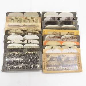 lot 113 image: Grouping of 20 Antique Stereoview Cards Variety