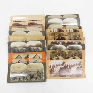 lot 112 image: Grouping of 20 Antique Stereoview Cards Variety