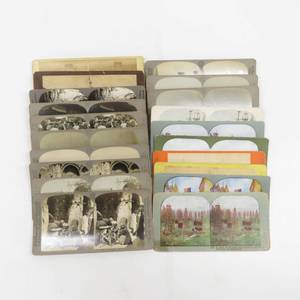 lot 107 image: Grouping of 20 Antique Stereoview Cards Variety