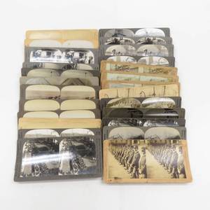 lot 106 image: Grouping of 26 Antique Stereoview Cards Military, Troops, Battles & More