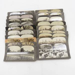 lot 111 image: Grouping of 20 Antique Stereoview Cards Variety
