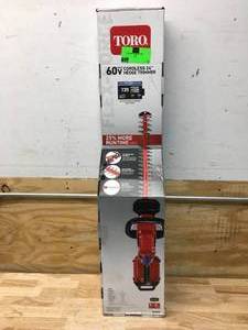 lot 4 image: Toro 60V Cordless 24in Hedge Trimmer Model # 51840 (retail $229.99)