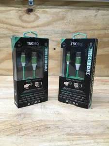lot 64 image: Lot of 2 - Teknic 6 ft Type C LED Charging Cables