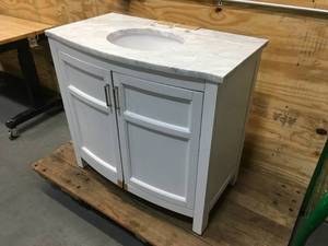 lot 1A image: Allen  Roth 36 W x 34 H x 18 D Marble Top Bathroom Vanity