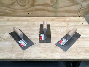 lot 119 image: Lot of 3 - Goldblatt 11 in x 4.5 in Notched Trowel