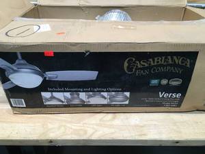 lot 154 image: Casablanca 44 inch Verse Brushed Nickel Indoor  Outdoor Ceiling Fan with LED Light