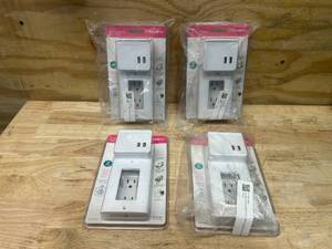 lot 106 image: ALURATEK Lot of 4- 2-Port USB Charging Wall Plates