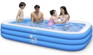 lot 137 image: AKASO Inflatable Swimming Pools, 118 X 71 X 22 Blow Up Swimming Pools for Kids, Adults, Children, Toddlers, Full-Sized Inflatable Kiddie Pools Wear-Resistant, Garden, Backyard Water Party