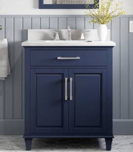 lot 20A image: ALLENROTH Brookview 30-in Royal Navy Undermount Single Sink Bathroom Vanity with Carrara Engineered Marble Top and Backsplash
