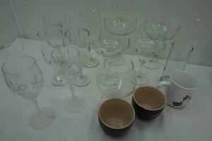 Variety of Stemware, Coffee cups, and more