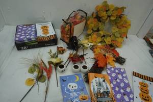 FallHalloween Decor & Large box of Treat Bags