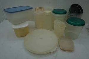 Variety of plastic Storage containers, Tupperware divided dish and more