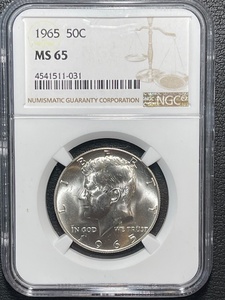 1965 Kennedy Half Dollar NGC MS65