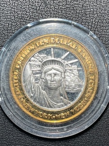 New York New York $10 Dollar Silver Gaming Token