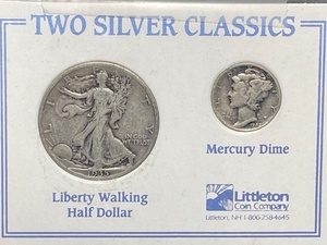Walking Liberty Half Dollar and Mercury Dime