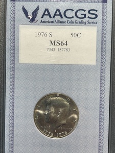 1976-S Kennedy Half Dollar AACGS MS64