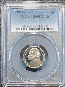 1991-S Jefferson Nickel Proof PCGS PR69 Deep Cameo