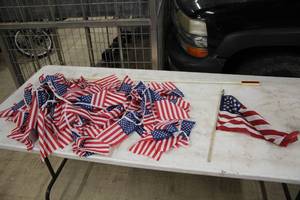 lot 825 image: Patriotic Flag & Banner & Reflector Stick