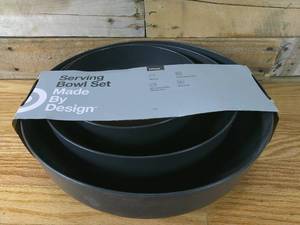 lot 27 image: 3pc Plastic Nesting Serving Bowls Gray - Made By Design