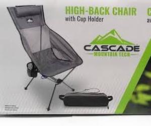lot 34 image: Cascade Mountain Tech Ultralight Packable High-Back Chair w Cup Holder