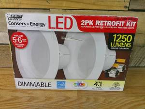 lot 53 image: Feit Electric, LED 2 Pack Retrofit Kit, Replaces 5-6 inch, Soft white 2700K, 1200 Lumens
