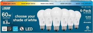 lot 57 image: Feit Electric A19 E26 (Medium) LED Bulb Multi-Colored 60 Watt