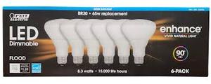 lot 59 image: Feit Electric Dimmable Led BR 30 Flood 65W 6 Pack Daylight
