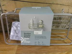 lot 101 image: Set of 2 Shower Basket Wire Combo Suction Matte Satin Made By Design New