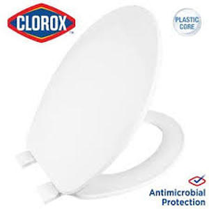 lot 102 image: Clorox Elongated Plastic Toilet Seat with Easy-Off Hinges Wiggle-Free
