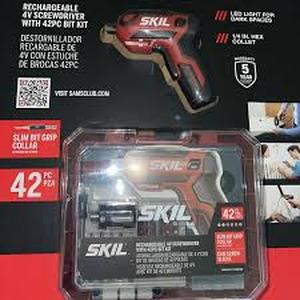 lot 128 image: SKIL Rechargeable 4V Cordless Pistol Grip Screwdriver with 42pcs Bit Set, USB Charger and Carrying Case - SD5618-03