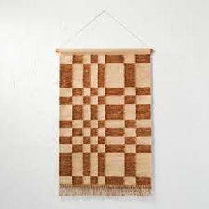 lot 159 image: 24 x 36 Hand Woven JutePolyester Wall Art with Wooden Dowel