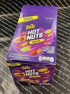lot 87 image: Takis Hot Nuts Box of 12 6.4oz packs